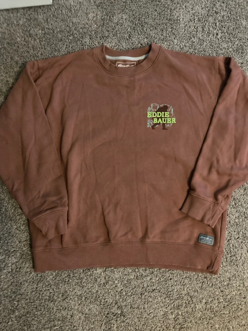 Eddie Bauer Rust Brown Crewneck Sweatshirt with Logo - Picture 3 of 7